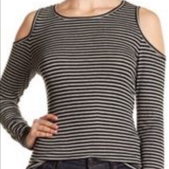 Anthropologie Tops - Philosophy black and grey cold shoulder sweater M